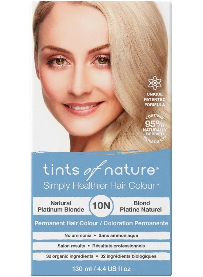 Tints of Nature 10N Natural Platinum Blonde Permanent Hair Dye, Nourishes Hair and Covers Greys, Ammonia-Free, 4.4 fl oz - Image 1