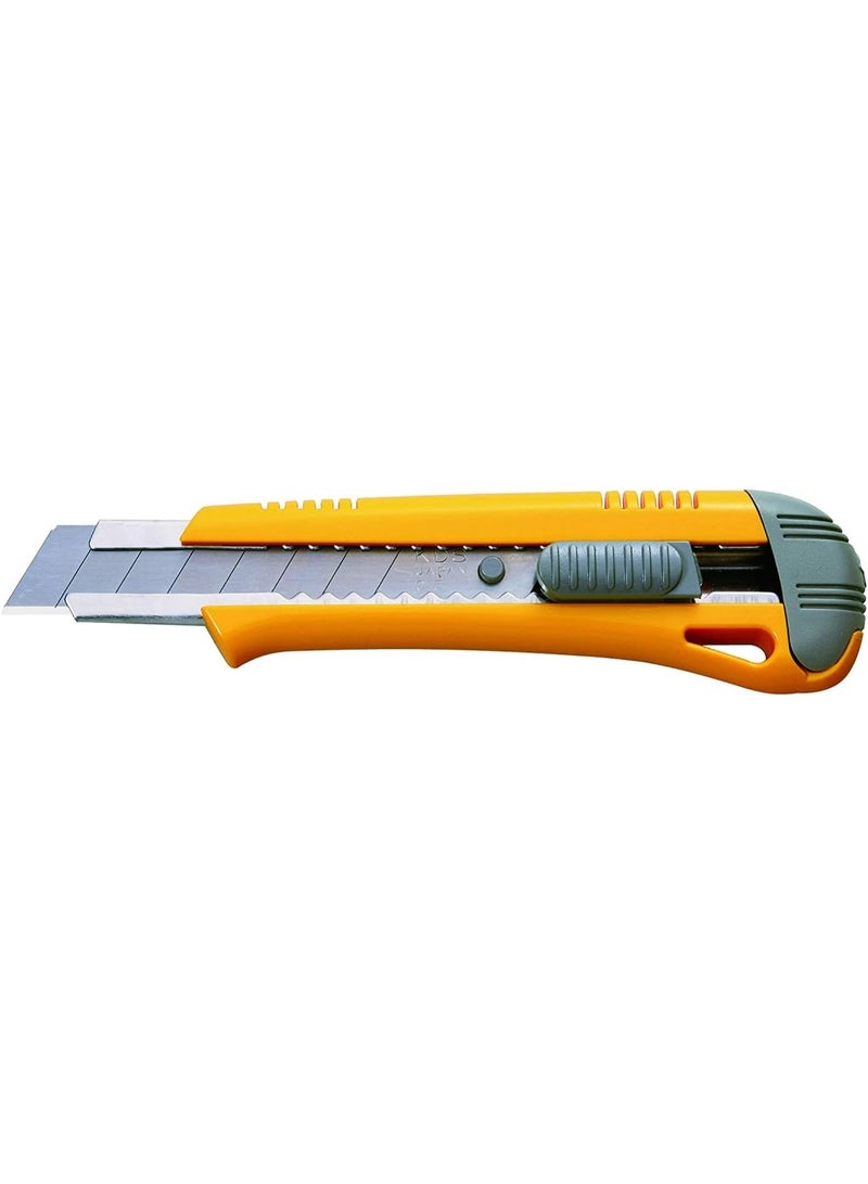 KDS L-18YE Auto Lock Utility Knife – 18mm Snap-Off Cutter, Yellow Handle - Image 1