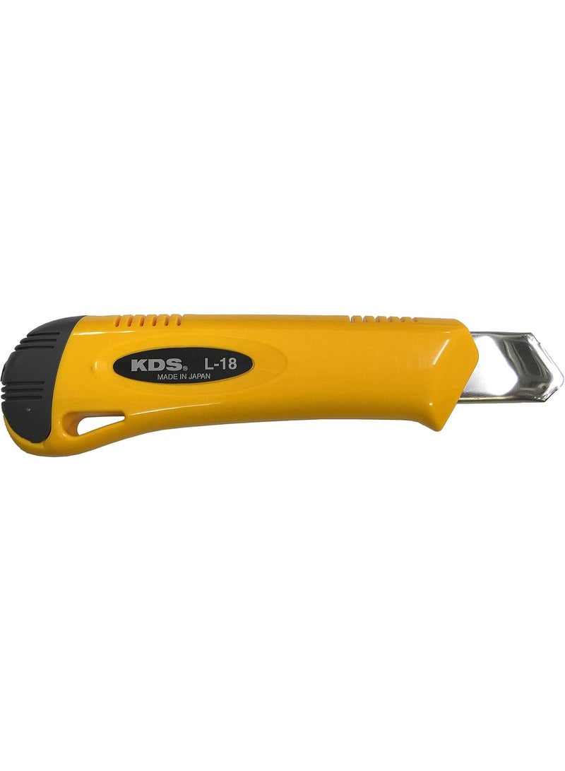 KDS L-18YE Auto Lock Utility Knife – 18mm Snap-Off Cutter, Yellow Handle - Image 2