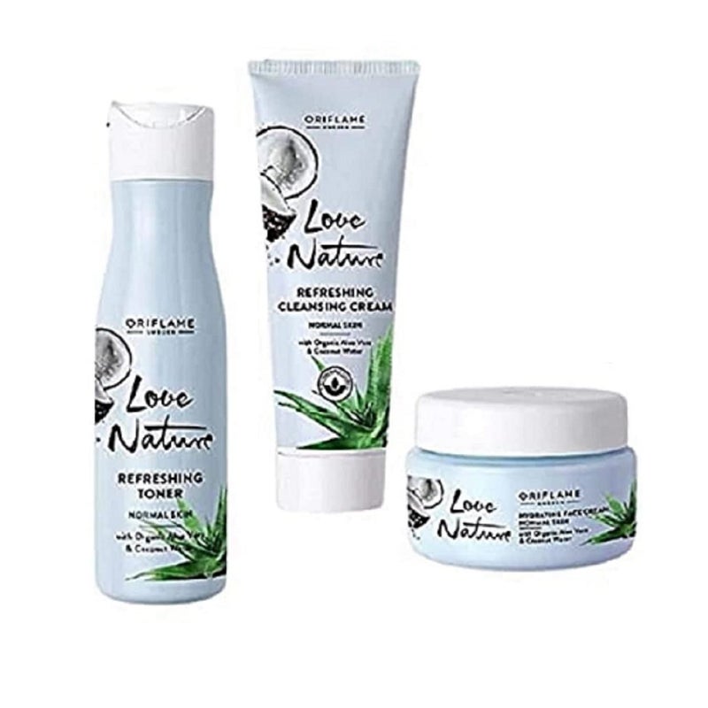 Oriflame Oriflame LOVE NATURE Refreshing Cleansing Cream Hydrating Face Cream and Refreshing Toner with Organic Aloe Vera Coconut Water Combo of 3 - Image 5