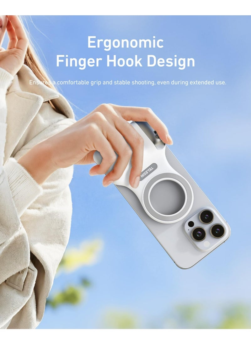 TELESIN - TELESIN Fun Shot Magnetic Phone Camera DSLR Style Shutter Grip for iPhone & Android with Detachable Wireless Shutter Button - Comfort Ergonomic Camera Grip Handle Holder - Image 1