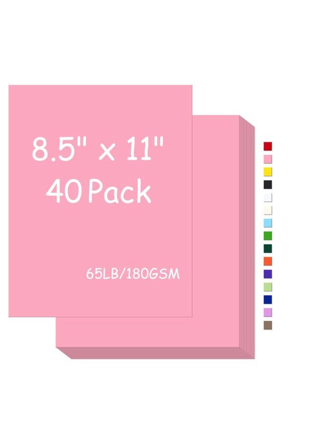 FLIPPED Cardstock 8.5 x 11,Cardstock Paper 65lb/180gsm, Card Stock for Printer,Cover Card stock Paper for Printer,Drawing,Gift tags,Invitations, Christmas Card Making (Pink, 40 Sheets) - Image 1