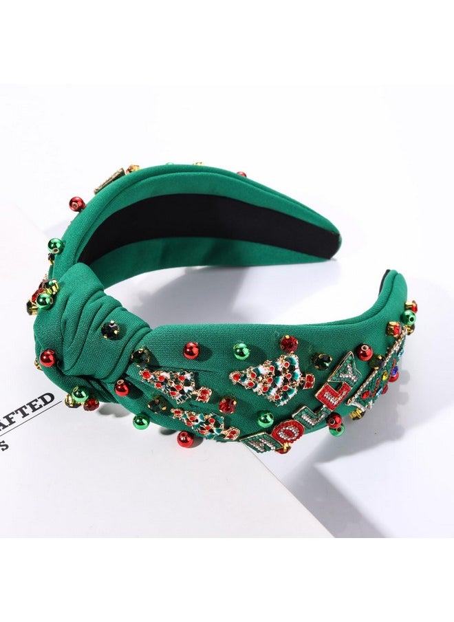 YAHPERN Christmas Headband For Women Christmas Tree Headband Crystal Pearl Top Knot Headband Holiday Headband Christmas Accessories Gifts  - Image 5
