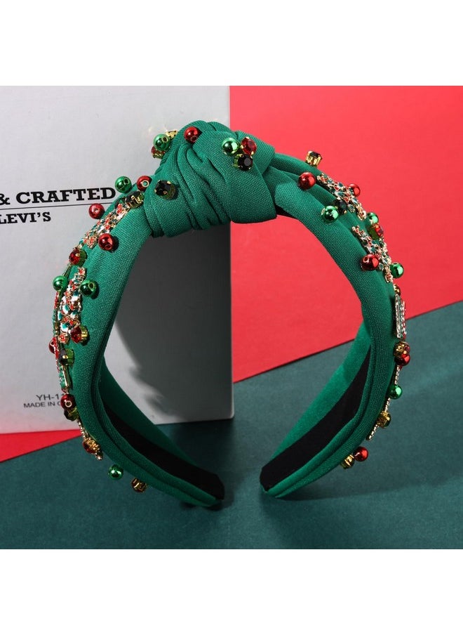 YAHPERN Christmas Headband For Women Christmas Tree Headband Crystal Pearl Top Knot Headband Holiday Headband Christmas Accessories Gifts  - Image 4