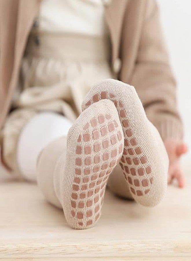 VALUEVIBES Baby Socks for 1-3 Year Old, Non-Slippery Toddler Socks with High Grip, Anti Skid and easy to wear, Best Baby Shower Gift (Pack of 1 Pair), Brown - Image 3