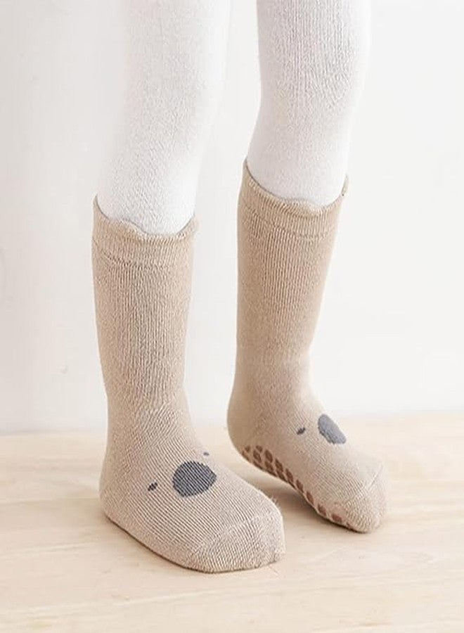 VALUEVIBES Baby Socks for 1-3 Year Old, Non-Slippery Toddler Socks with High Grip, Anti Skid and easy to wear, Best Baby Shower Gift (Pack of 1 Pair), Brown - Image 5