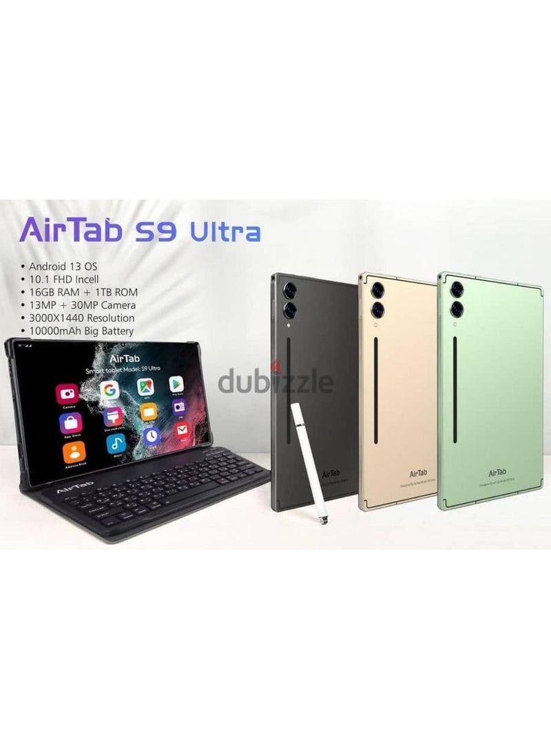 AirTab S9 Ultra Smart Tablet 10.1-FHD Inch Display With  16GB RAM 1TB ROM Gold - Image 2