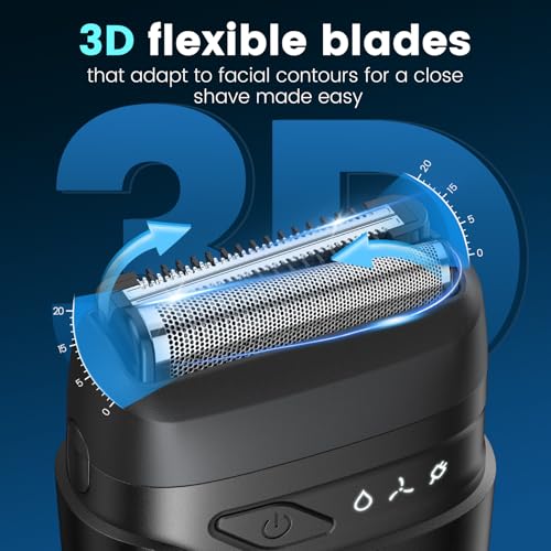 Brightup Electric Foil Shavers for Men, Mini Electric Razor for Shaving Face, Compact Travel Shaver with Floating Blades, Waterproof Wet/Dry Razor USB C Rechargeable - Image 3
