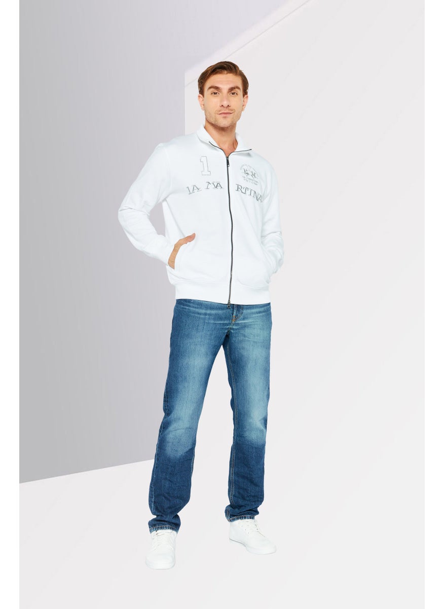 La Martina Men Mock Neck Brand Logo Long Sleeve Sweatshirt, White  - Image 2