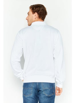 La Martina Men Mock Neck Brand Logo Long Sleeve Sweatshirt, White  - Image 4