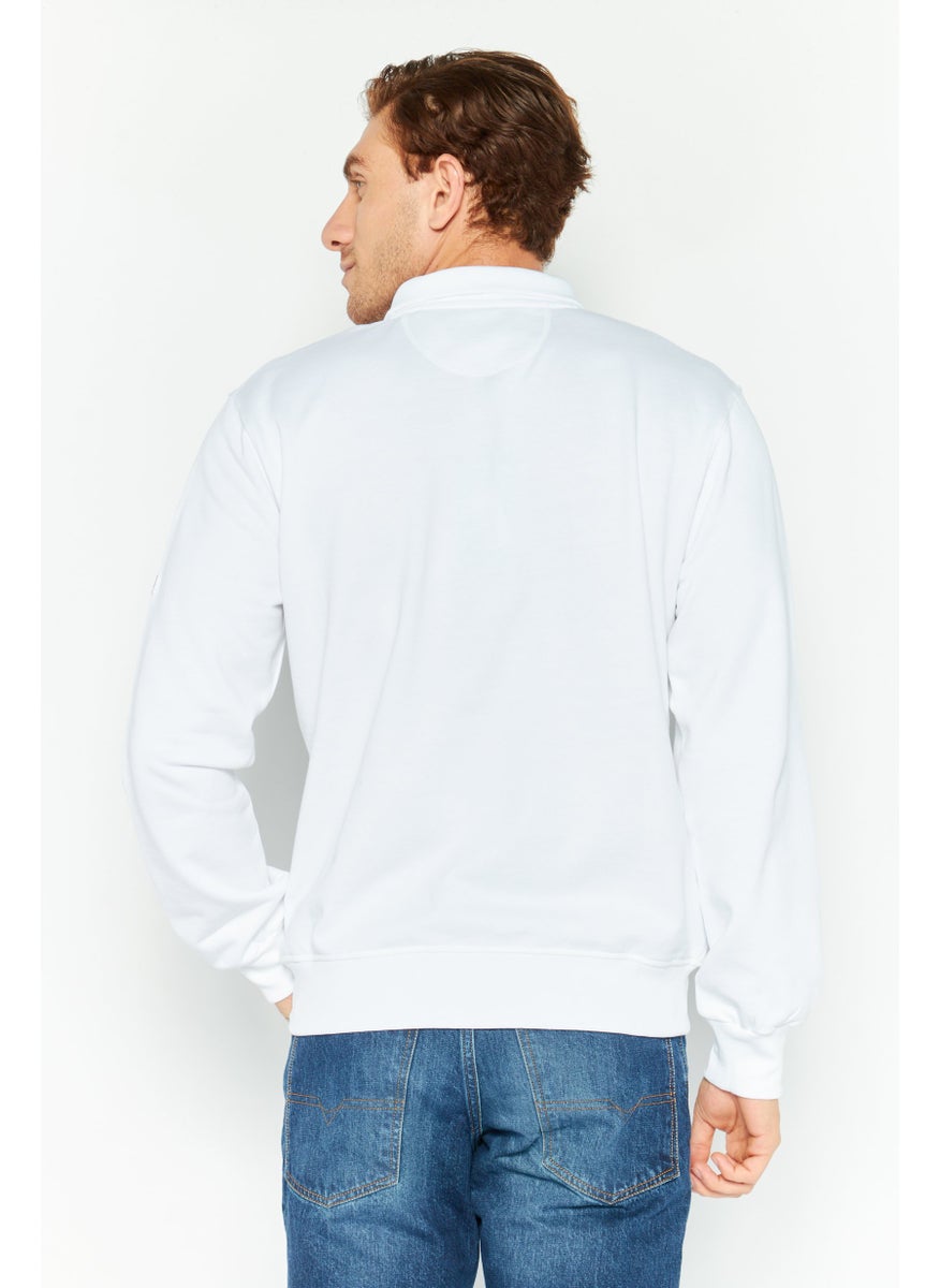 La Martina Men Mock Neck Brand Logo Long Sleeve Sweatshirt, White  - Image 4