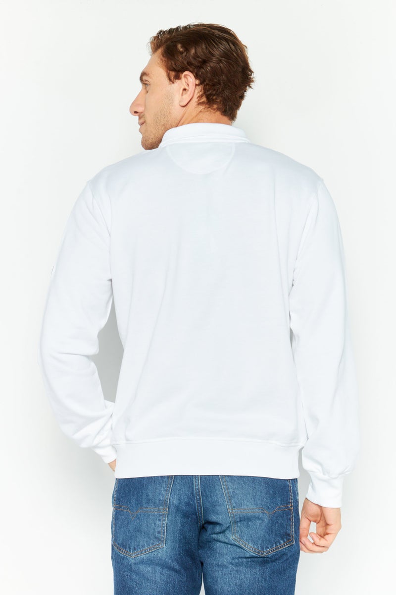 La Martina Men Mock Neck Brand Logo Long Sleeve Sweatshirt, White - Image 4