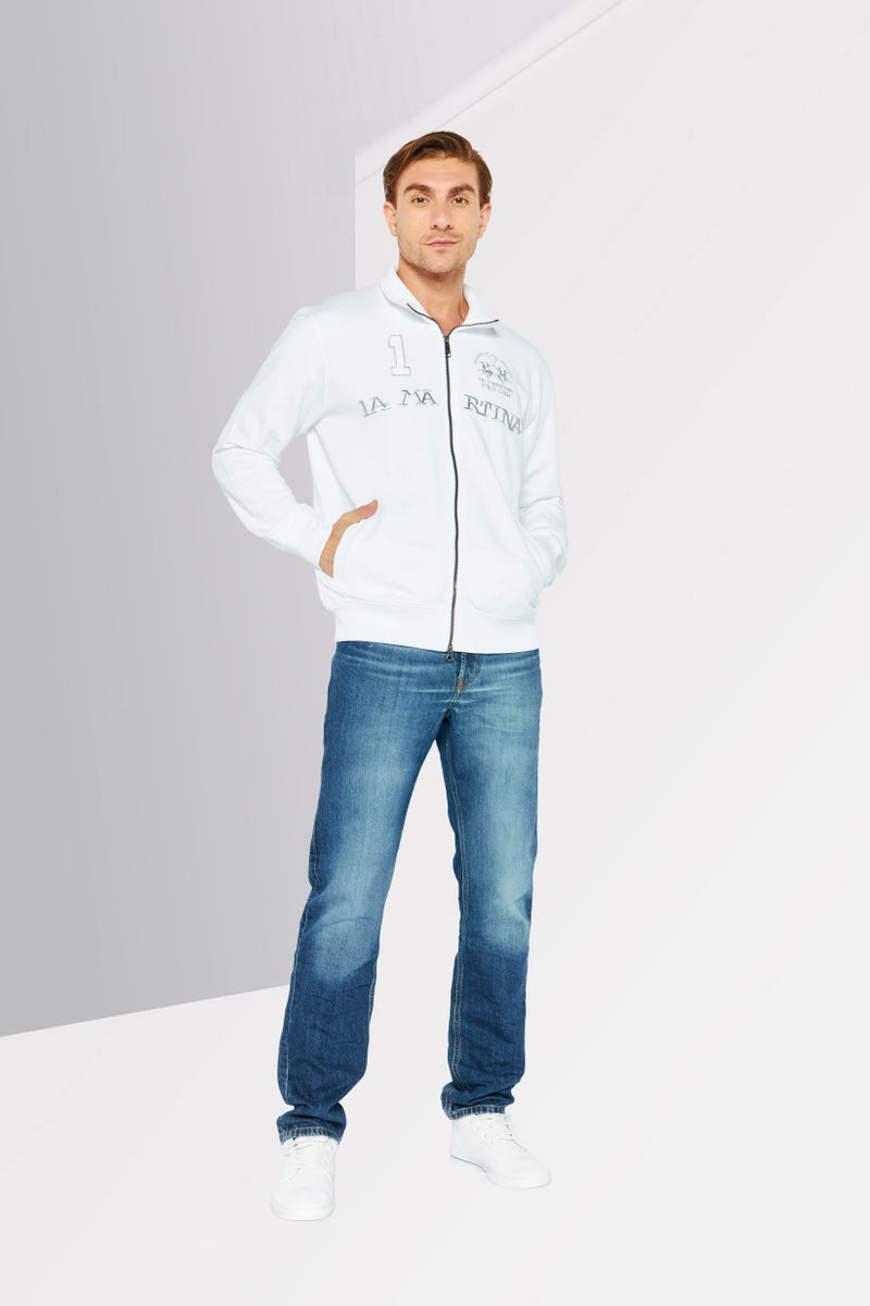La Martina Men Mock Neck Brand Logo Long Sleeve Sweatshirt, White - Image 2