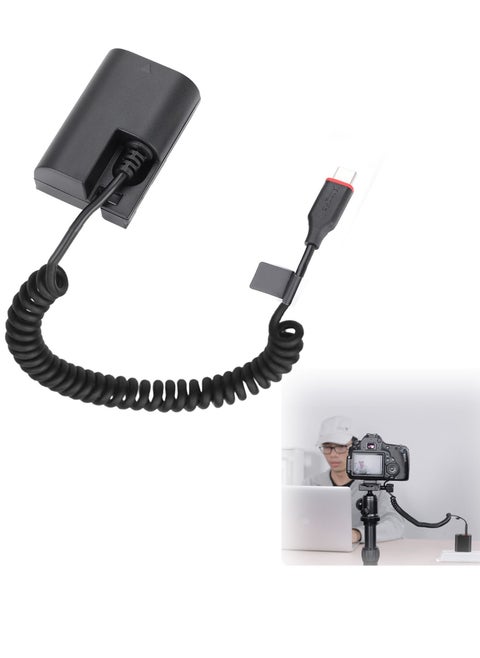 LP-E6 Dummy Battery Decoded, LP-E6 Battery, Replacement with Type-C Spring Power Adapter Cable for Canon EOS R R5 R5C R6 90D 80D 70D 60D 60Da 5D