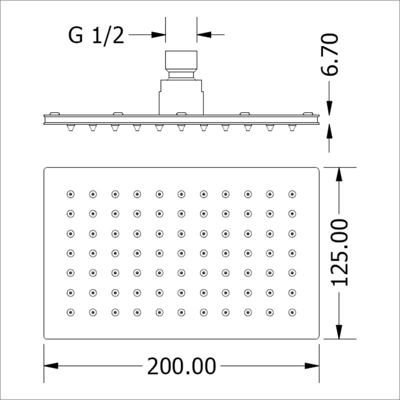 AURIGA Overhead Rain Shower | 200mm X 125mm Rectangle Shape | Single Flow | Easy Clean Silicon Nozzles | Stainless Steel 304 | Corrosion Resistant | Easy Installation | 100% openable | SMR150. - Image 4