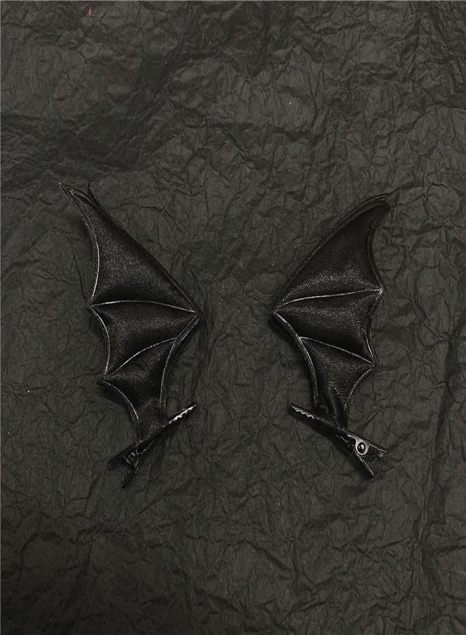 BBTDIN Halloween Bat Wing Clip Halloween Devil Wing Hair Clips Halloween Black Bat Wing Pin BHWH14 (Set-A) - Image 3