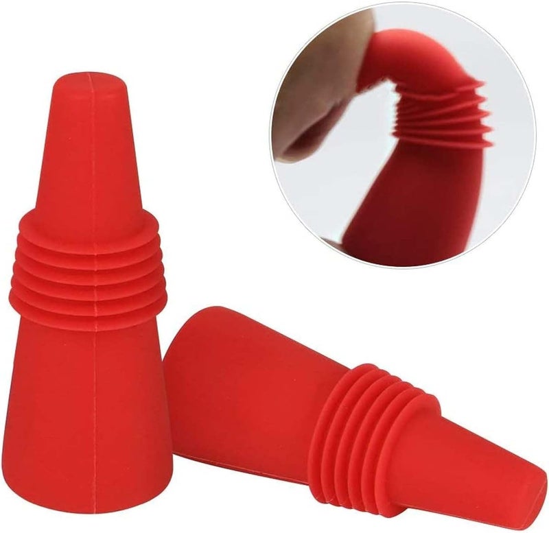 كلاراكو 5 قطع سدادات النبيذ لزجاجات النبيذ، سدادة زجاجات النبيذ المصنوعة من السيليكون والفولاذ المقاوم للصدأ القابلة لإعادة الاستخدام، سدادات زجاجات المشروبات، غطاء منفذ النبيذ، غطاء الزجاجة - Image 5