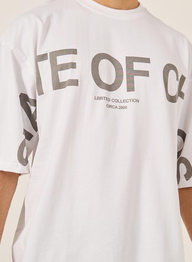 Styli Typography Print Mock Neck Jersey Boxy T-Shirt  - Image 3