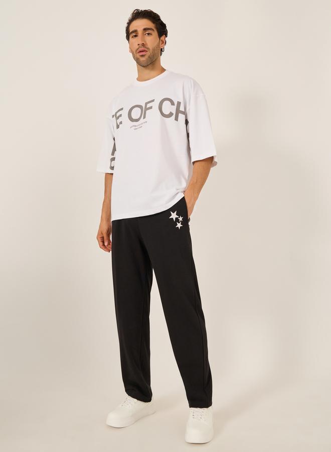 Styli Typography Print Mock Neck Jersey Boxy T-Shirt  - Image 2
