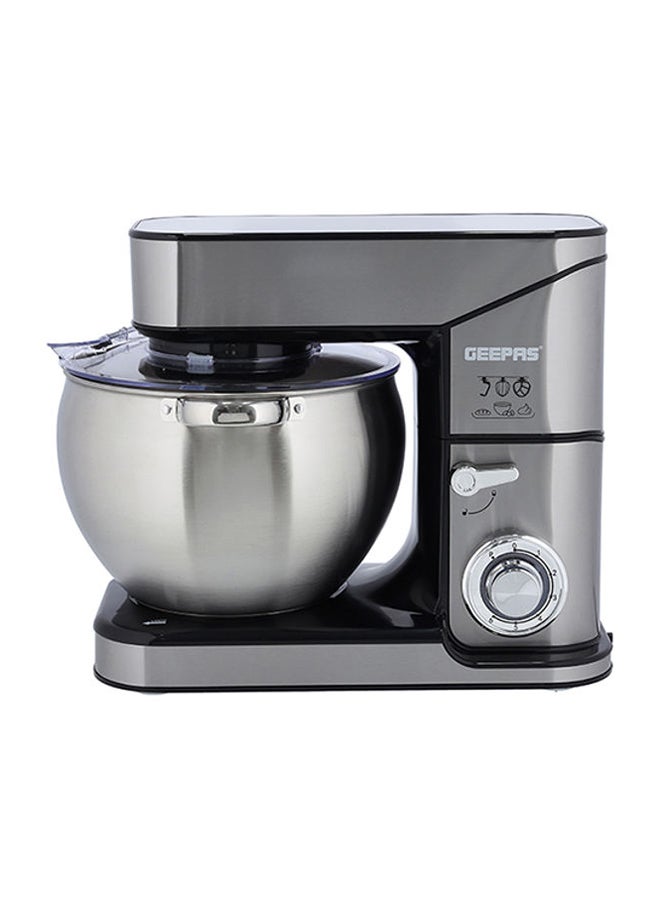 GEEPAS Kitchen Machine with Whisk, Beater & Dough Hook| 10L Stainless Steel Removable Bowl with Transparent Lid | Tilt Head Electric Mixer with 6 Speed & Pulse Function 10 L 2000 W GSM43041 Silver - Image 1