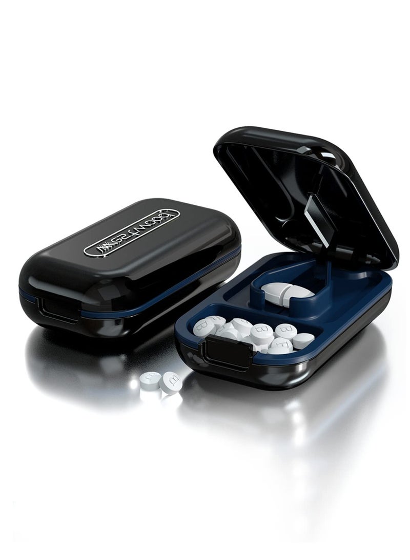 Professional Pill Cutter & Splitter - Safe Blade for Small & Large Pills, Portable & Easy to Use, Ideal for Vitamins & Tablets (1 PCS, Black) - Image 1