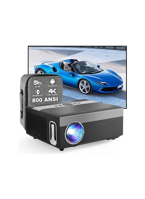 Wireless 5G Wi-Fi Projector – Full HD 1920x1080, 4K Support, Android System, Bluetooth 5.0, RJ45 Port, 4D Keystone ±50°, Built-in Speaker – Black