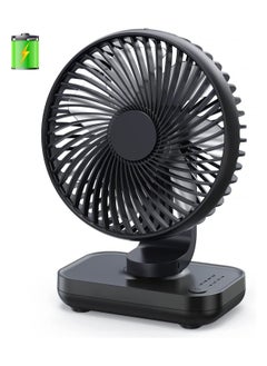 Arabest Small Desk Fan, Quiet Portable Fan, Rechargeable Battery Operated Personal Fan for Home Office Bedroom Desk Desk, 4 Speed, Black  - Image 1