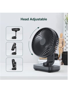 Arabest Small Desk Fan, Quiet Portable Fan, Rechargeable Battery Operated Personal Fan for Home Office Bedroom Desk Desk, 4 Speed, Black  - Image 4