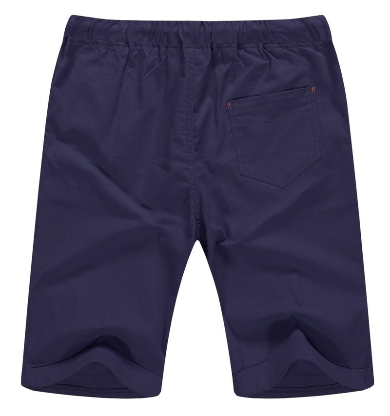 NITAGUT Men's Linen Casual Classic Fit Short Navy Blue M - Image 3