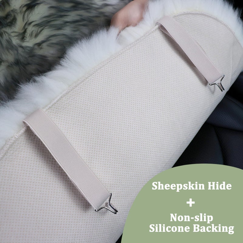 AOGELAN Sheepskin Car Seat Cover, Fluffy Fuzzy Long Wool Front Seat Covers, Universal Fits Most Car SUV Truck Minivan, Airbag Compatible (Light Brown) - Image 5