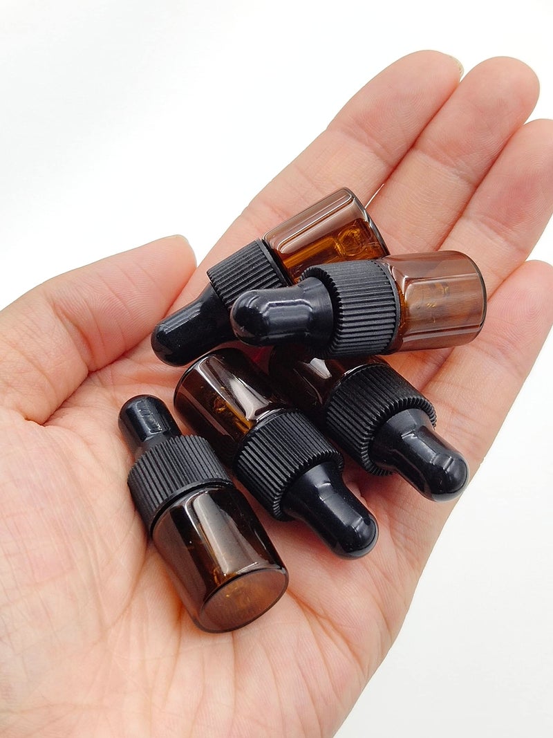 YYNGJCK 15Packs 2ml Tiny Amber Glass Mini Dropper Bottles for Essential Oils, Cosmetics, and Liquid Small Empty Travel Sample Vials with Dropper and Black Caps - Image 4
