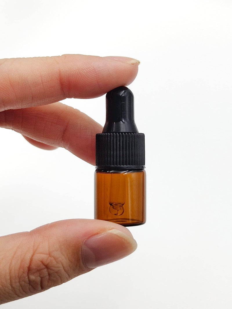 YYNGJCK 15Packs 2ml Tiny Amber Glass Mini Dropper Bottles for Essential Oils, Cosmetics, and Liquid Small Empty Travel Sample Vials with Dropper and Black Caps - Image 3