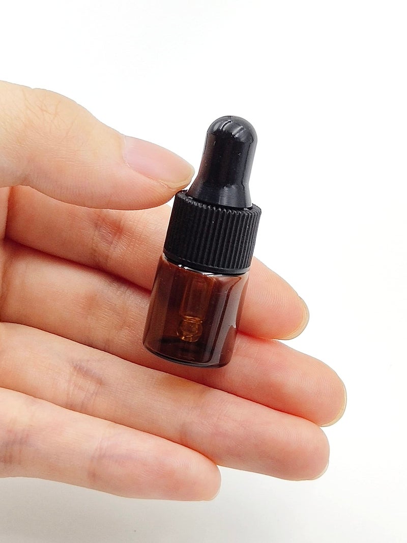YYNGJCK 15Packs 2ml Tiny Amber Glass Mini Dropper Bottles for Essential Oils, Cosmetics, and Liquid Small Empty Travel Sample Vials with Dropper and Black Caps - Image 2