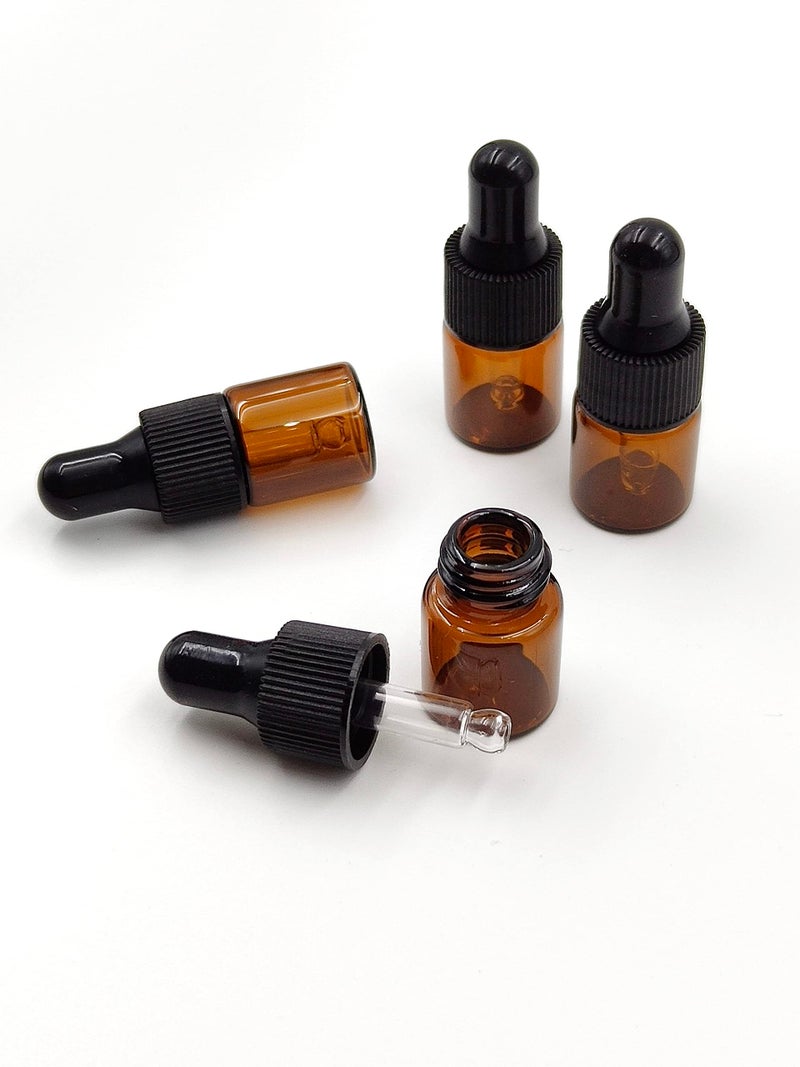 YYNGJCK 15Packs 2ml Tiny Amber Glass Mini Dropper Bottles for Essential Oils, Cosmetics, and Liquid Small Empty Travel Sample Vials with Dropper and Black Caps - Image 5