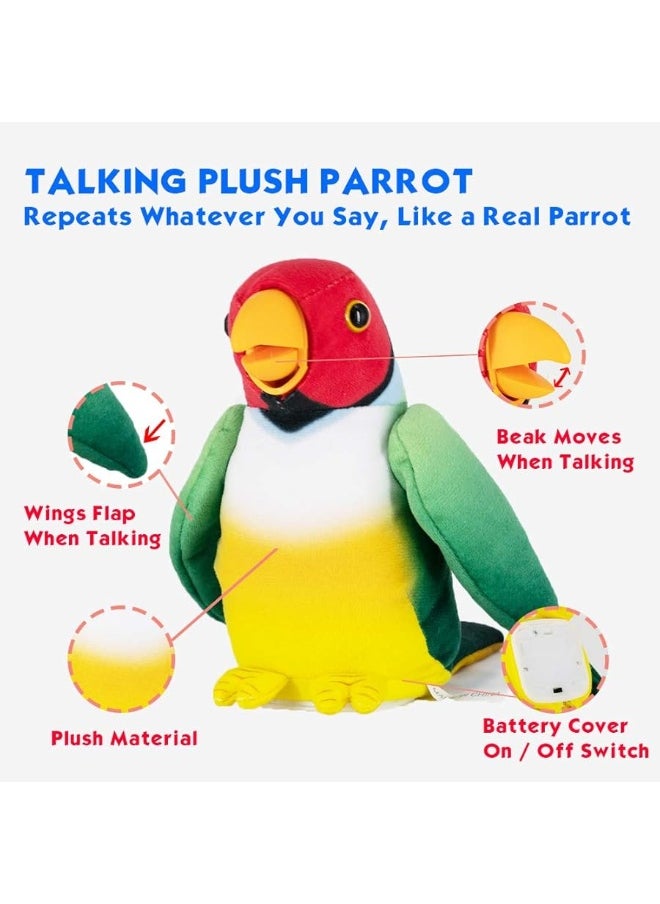 WEofferwhatYOUwant WEofferwhatYOUwant Talking Plush Parrot Toy. Voice Activated to Repeat Exactly What You Say. Interactive Green Stuffed Bird with Moving Plastic Beak. Fun Entertainment for All.  - Image 1