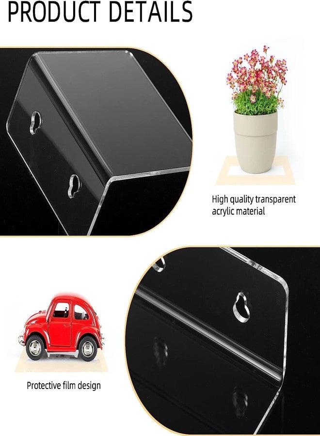 LUOBAO Acrylic Small Adhesive Wall Shelves,Mini Floating Shelves,Acrylic Display Shelves,Ledges for Pop Figures,Plant,Picture Photo Modern Wall for Bedroom Decor Living Room Wall Mounted - Clear - Image 3