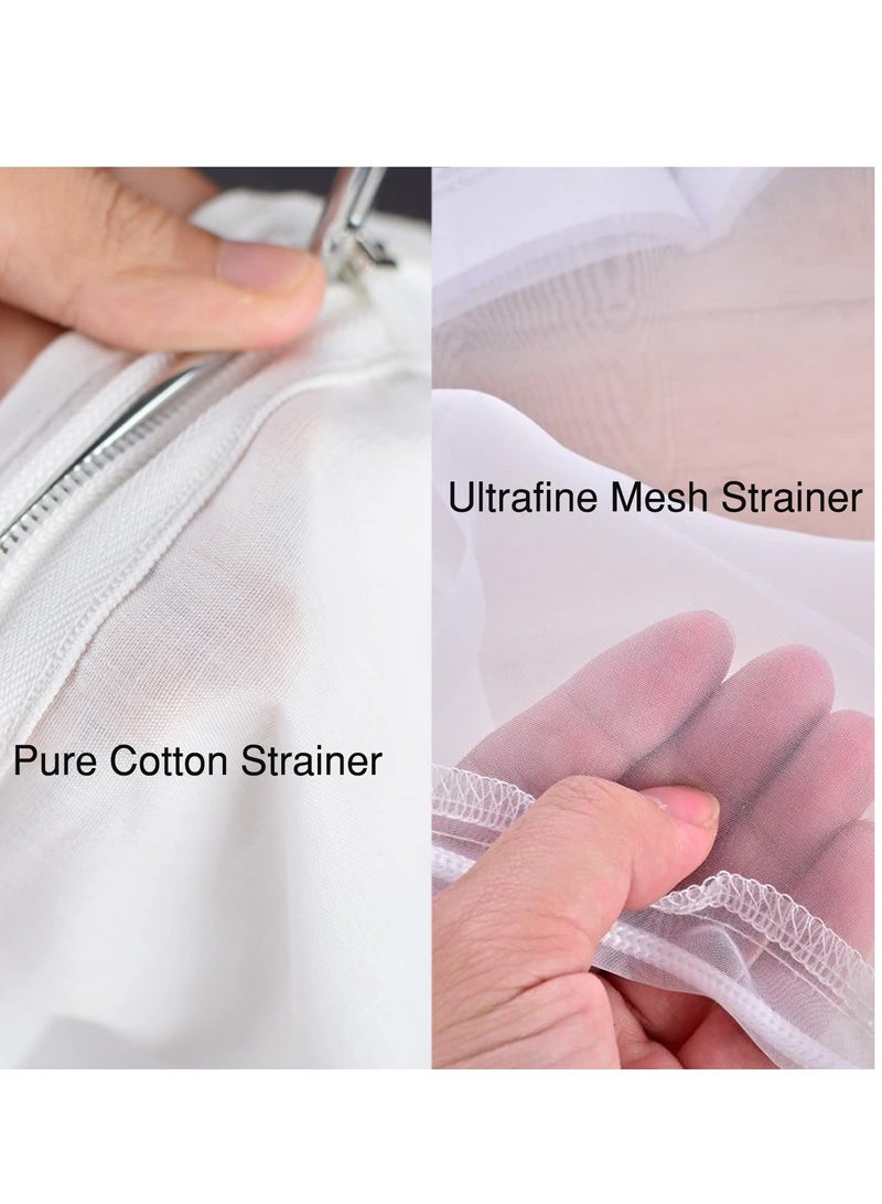 KASTWAVE حقيبة فلتر مع حاملة، مجموعة أكياس فلتر حليب المكسرات القابلة لإعادة الاستخدام لمنتجات حليب المكسرات النباتية، عصائر الخضروات، والمزيد - تتضمن حامل، 2 حقيبة قطن، 1 فلتر نايلون - Image 4