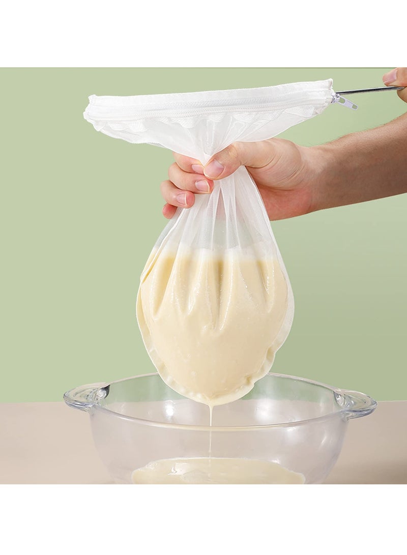 KASTWAVE حقيبة فلتر مع حاملة، مجموعة أكياس فلتر حليب المكسرات القابلة لإعادة الاستخدام لمنتجات حليب المكسرات النباتية، عصائر الخضروات، والمزيد - تتضمن حامل، 2 حقيبة قطن، 1 فلتر نايلون - Image 3