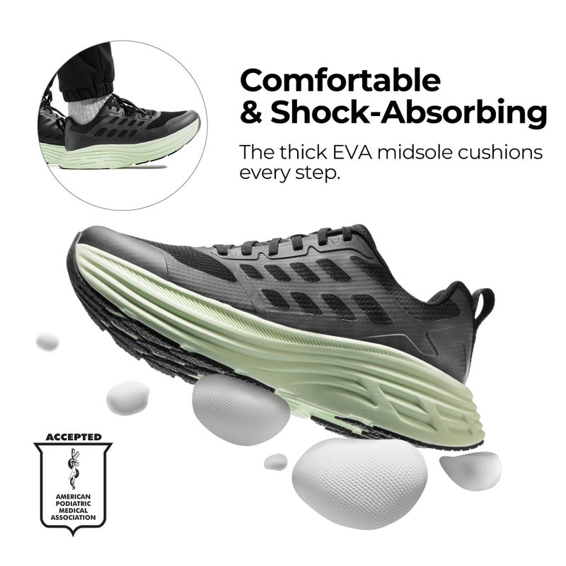 NORTIV 8 Men's Walking Running Tennis Cushioning Shoes ActiveFloat Non Slip Athletic Gym Workout Jogging Comfortable Sneakers,Size 9,Black/Green,SNWS245M - Image 3