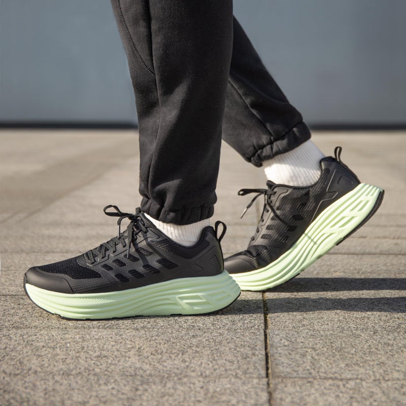 NORTIV 8 Men's Walking Running Tennis Cushioning Shoes ActiveFloat Non Slip Athletic Gym Workout Jogging Comfortable Sneakers,Size 9,Black/Green,SNWS245M - Image 2