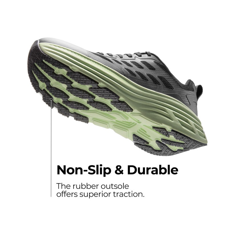 NORTIV 8 Men's Walking Running Tennis Cushioning Shoes ActiveFloat Non Slip Athletic Gym Workout Jogging Comfortable Sneakers,Size 9,Black/Green,SNWS245M - Image 4