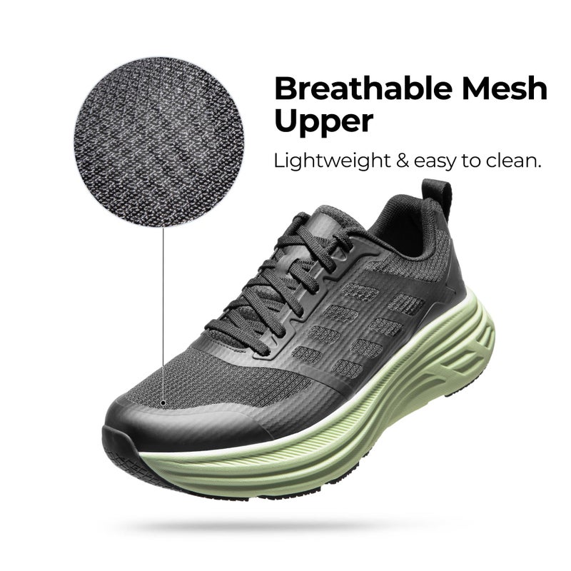 NORTIV 8 Men's Walking Running Tennis Cushioning Shoes ActiveFloat Non Slip Athletic Gym Workout Jogging Comfortable Sneakers,Size 9,Black/Green,SNWS245M - Image 5