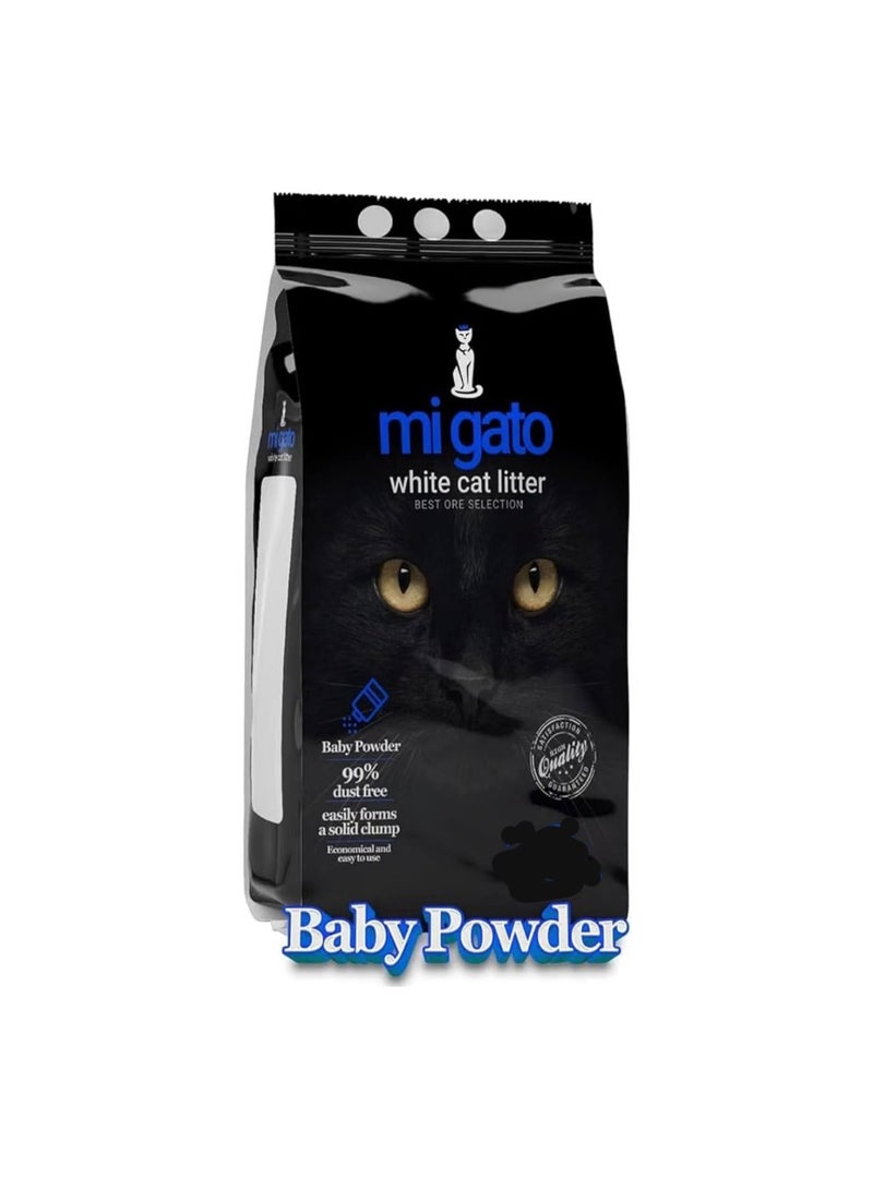 MI GATO White Cat Litter, Baby Powder Scent, 20 L
