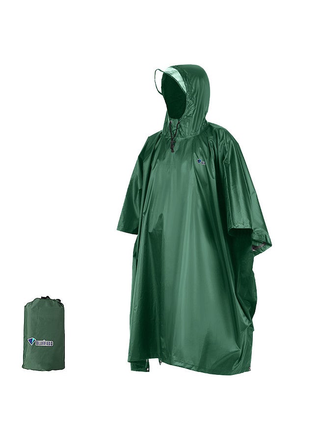 Bluefield Rain Poncho Waterproof Raincoat with Hood Lightweight Cycling Rain Cover Hiking Hooded Coat Jacket Motorcycle Rain Poncho Picnic Mat  - Image 1