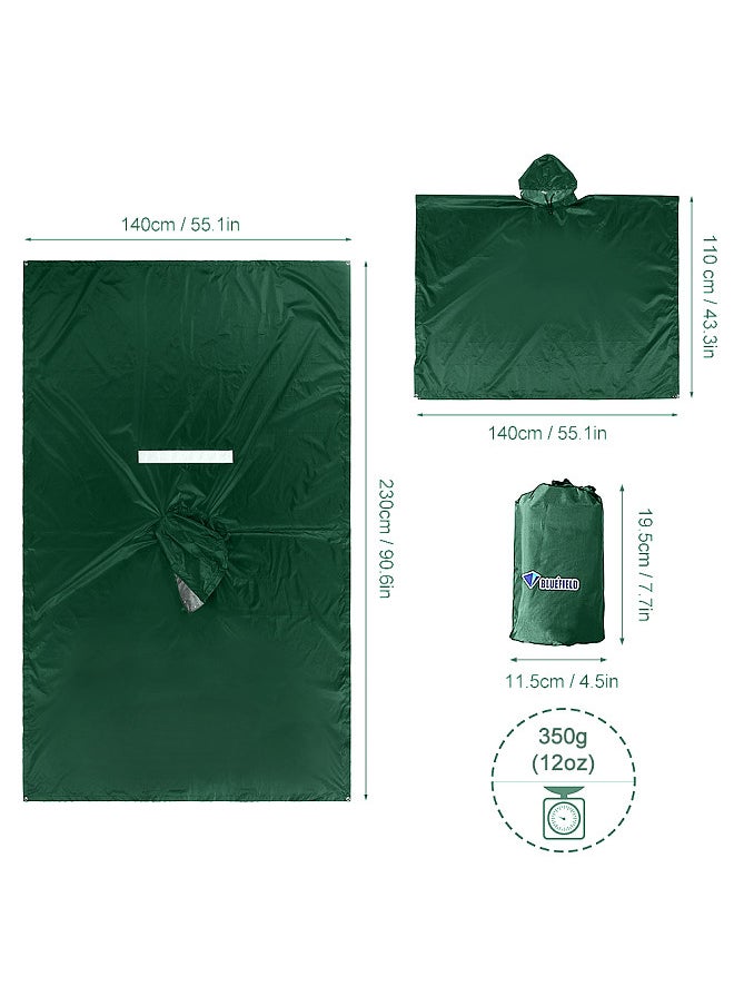 Bluefield Rain Poncho Waterproof Raincoat with Hood Lightweight Cycling Rain Cover Hiking Hooded Coat Jacket Motorcycle Rain Poncho Picnic Mat  - Image 3