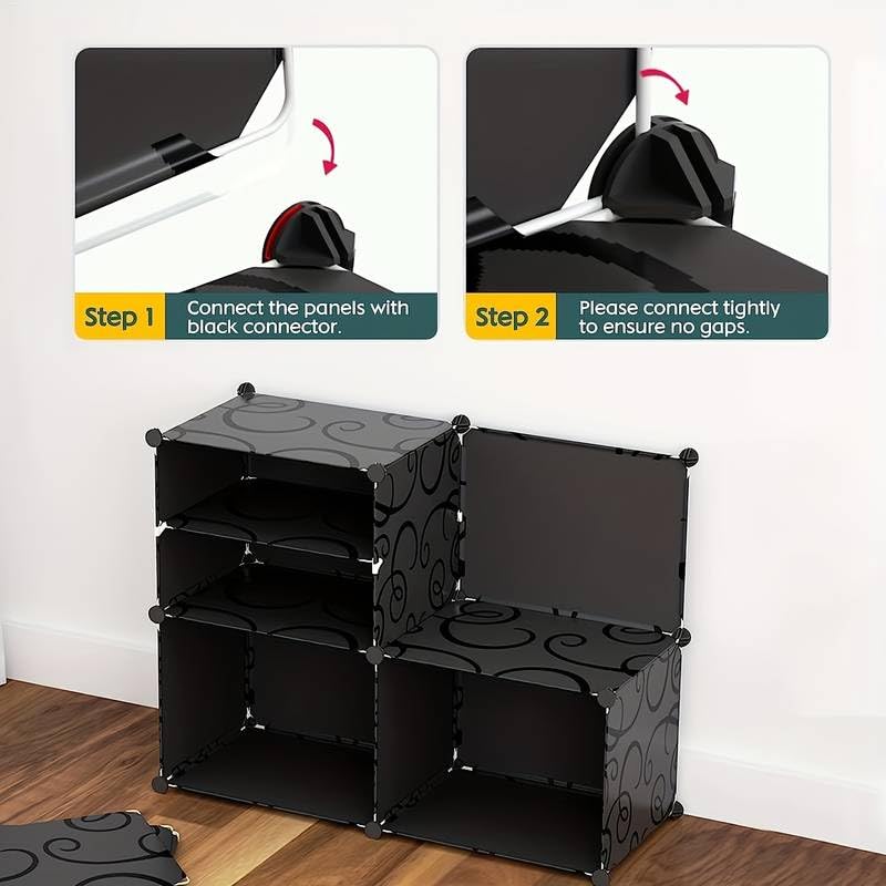 AYSIS AYSIS Portable Shoe Rack for Home with Door,Adjustable Plastic Shoe Rack for Bedroom/Outdoor Waterproof,36 Pair Shoe Storage Organizer,Made of High-Density PP Frame for Stability (Black) 85x32x96 Cm  - Image 4