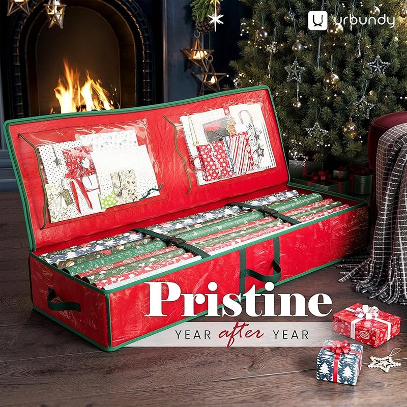 Heavy Duty Wrapping Paper Organizer Bag Red Storage Container for Holiday Decorations - Image 4