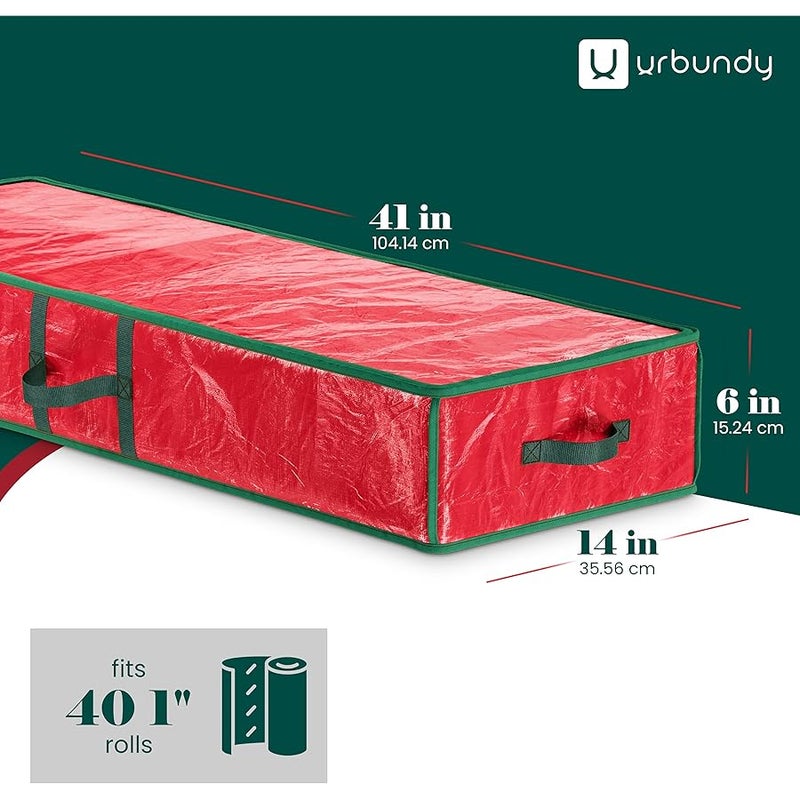Heavy Duty Wrapping Paper Organizer Bag Red Storage Container for Holiday Decorations - Image 2