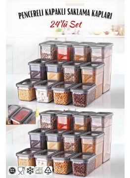 Nandy Home مجموعة صناديق تخزين غطاء النوافذ 24 قطعة - 5x 1.58/1.1/0.58 لتر - فحم  - Image 1