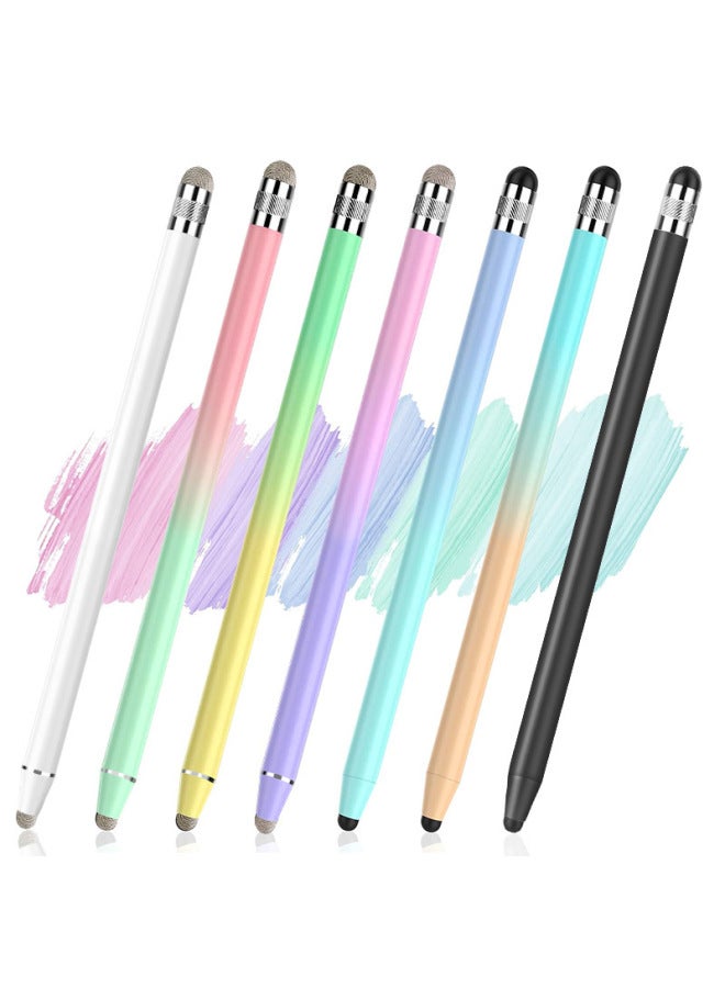 Dual-Head Gradient Universal Capacitive Stylus Pen For Mobile Phones Tablets Apple Touch Screen Huawei Handwriting Stylus Pen-Color:Double Cloth Head Light Green Gradually Shallow Powder  - Image 2